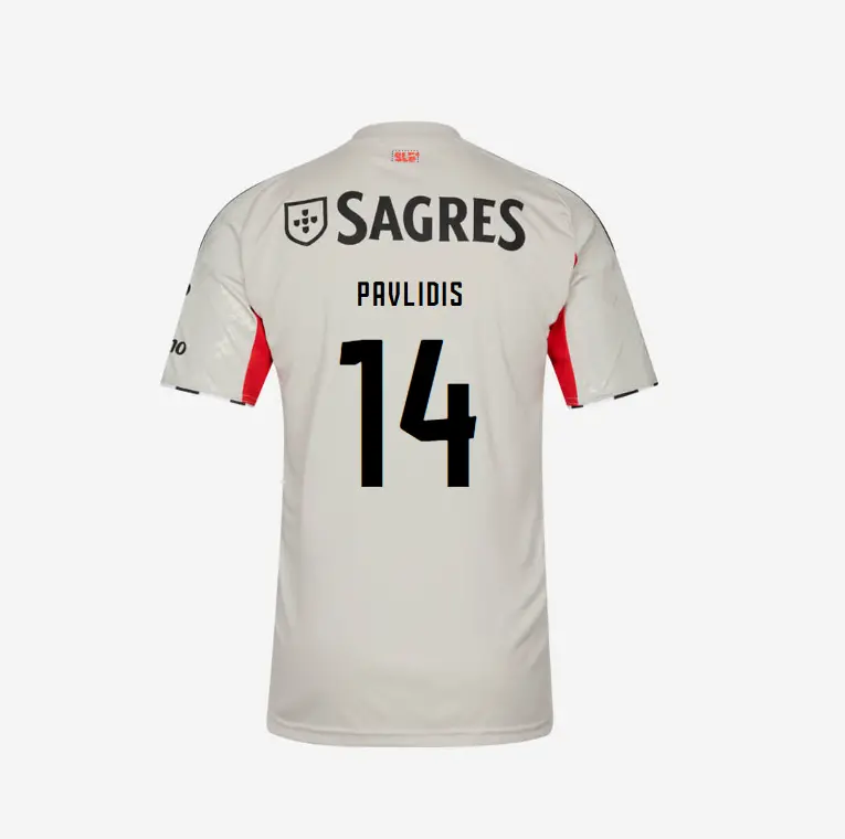 SL Benfica 2025-2026 Beige Away Jersey – 14 PAVLIDIS SL Benfica Collection - Official Online Store | SL Benfica Kits