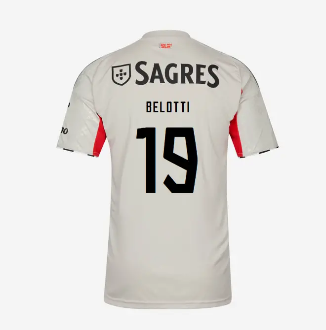 SL Benfica 2025-2026 Beige Away Jersey – 19 Belotti SL Benfica Collection - Official Online Store | SL Benfica Kits