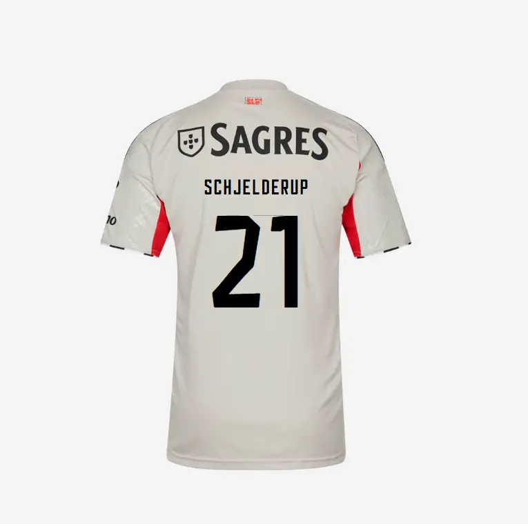 SL Benfica 2025-2026 Beige Away Jersey – 21 SCHJELDERUP SL Benfica Collection - Official Online Store | SL Benfica Kits