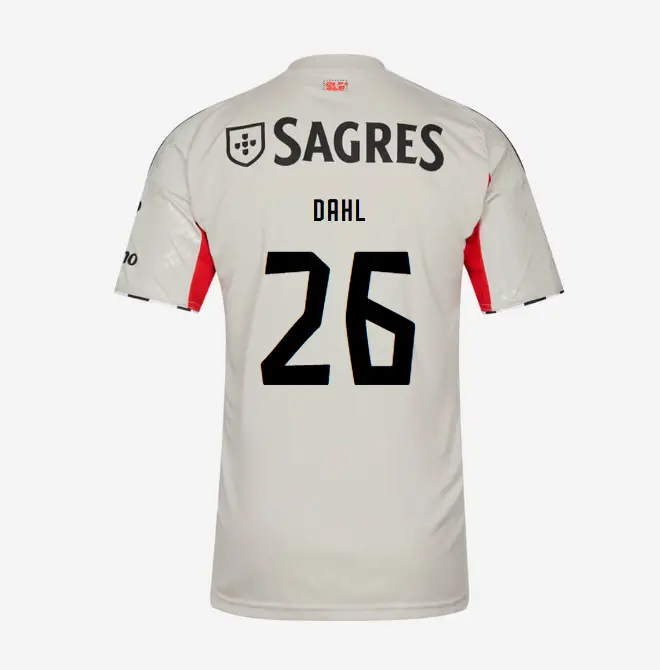 SL Benfica 2025-2026 Beige Away Jersey – 26 Dahl SL Benfica Collection - Official Online Store | SL Benfica Kits
