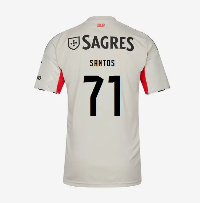 SL Benfica 2025-2026 Beige Away Jersey – 71 Leandro Santos SL Benfica Collection - Official Online Store | SL Benfica Kits