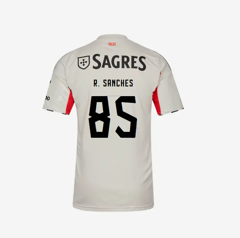 SL Benfica 2025-2026 Beige Away Jersey – 85 R. SANCHES SL Benfica Collection - Official Online Store | SL Benfica Kits