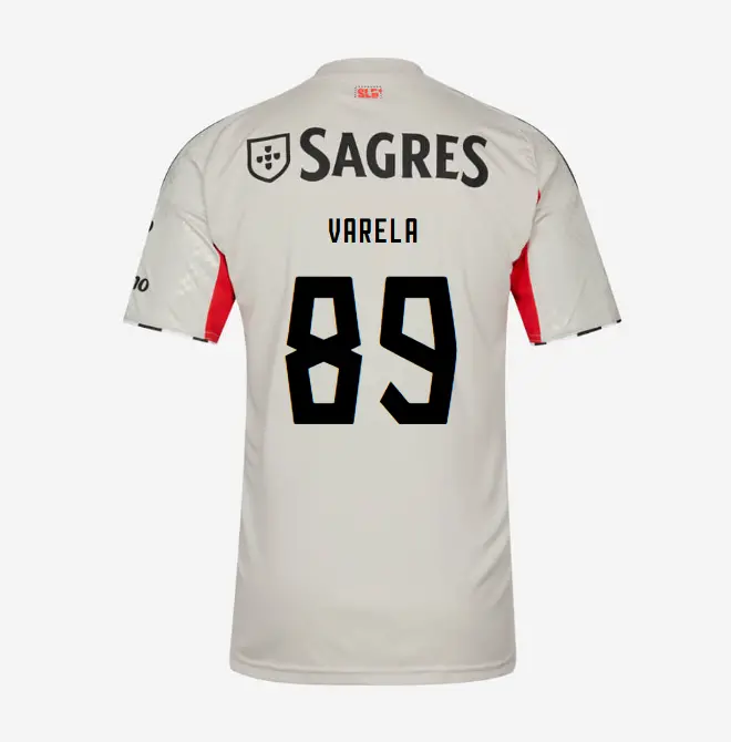SL Benfica 2025-2026 Beige Away Jersey – 89 Gustavo Varela SL Benfica Collection - Official Online Store | SL Benfica Kits