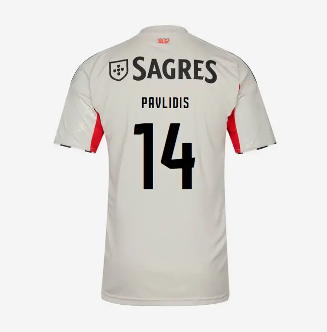 SL Benfica 2025-2026 Beige Away Jersey for Kids – 14 PAVLIDIS SL Benfica Collection - Official Online Store | SL Benfica Kits
