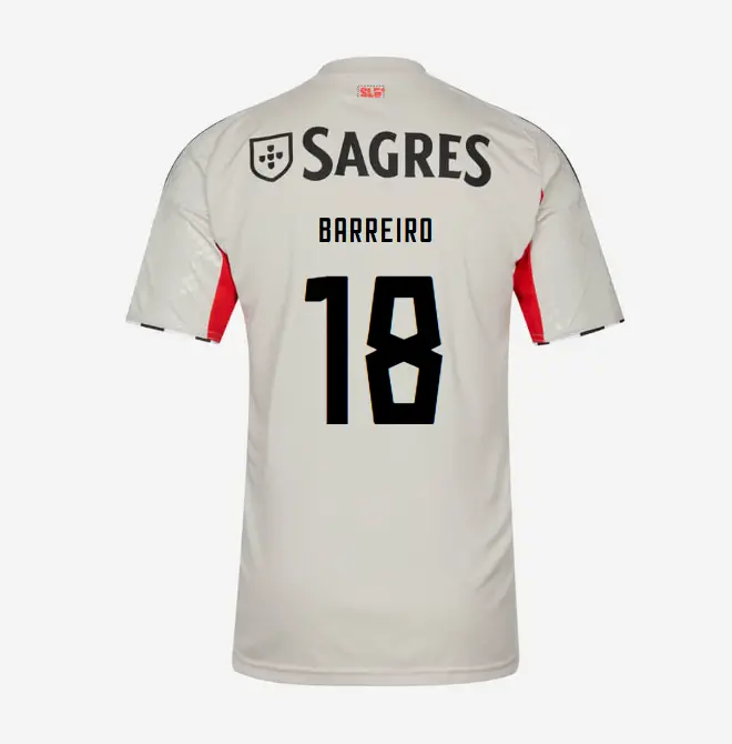 SL Benfica 2025-2026 Beige Away Jersey for Kids – 18 BARREIRO SL Benfica Collection - Official Online Store | SL Benfica Kits