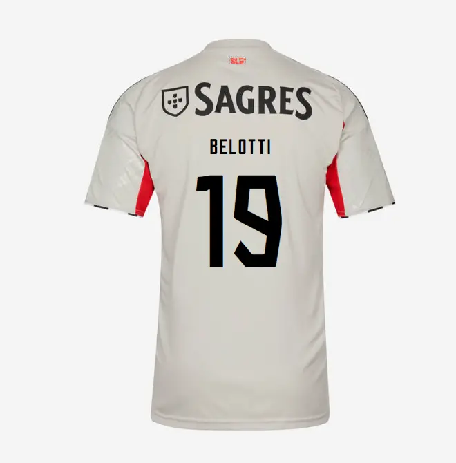SL Benfica 2025-2026 Beige Away Jersey for Kids – 19 Belotti SL Benfica Collection - Official Online Store | SL Benfica Kits