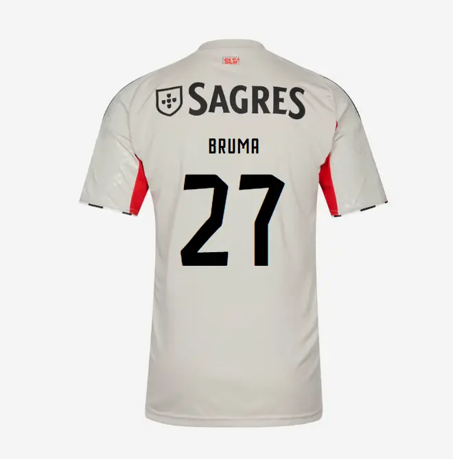 SL Benfica 2025-2026 Beige Away Jersey for Kids – 27 Bruma SL Benfica Collection - Official Online Store | SL Benfica Kits
