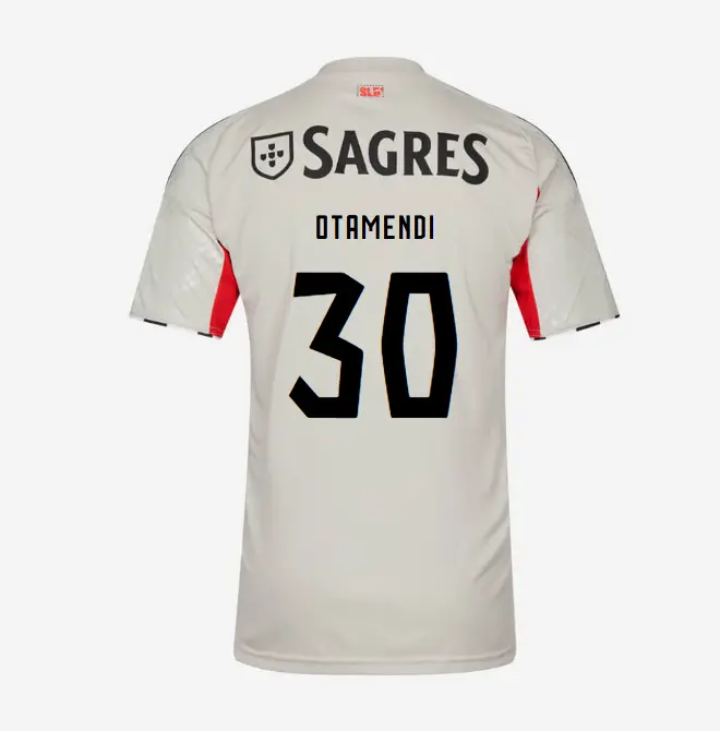 SL Benfica 2025-2026 Beige Away Jersey for Kids – 30 OTAMENDI SL Benfica Collection - Official Online Store | SL Benfica Kits