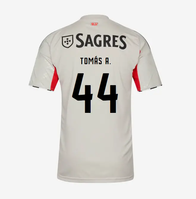 SL Benfica 2025-2026 Beige Away Jersey for Kids – 44 TOMÁS A. SL Benfica Collection - Official Online Store | SL Benfica Kits