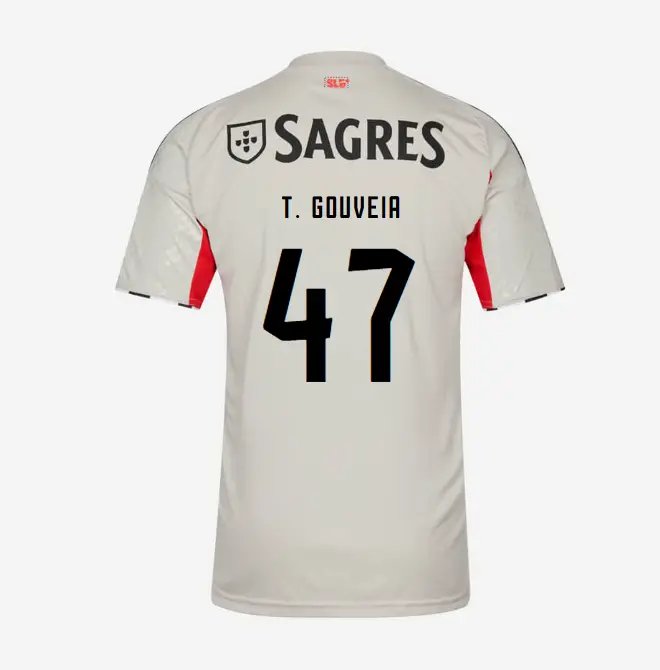 SL Benfica 2025-2026 Beige Away Jersey for Kids – 47 T. GOUVEIA SL Benfica Collection - Official Online Store | SL Benfica Kits