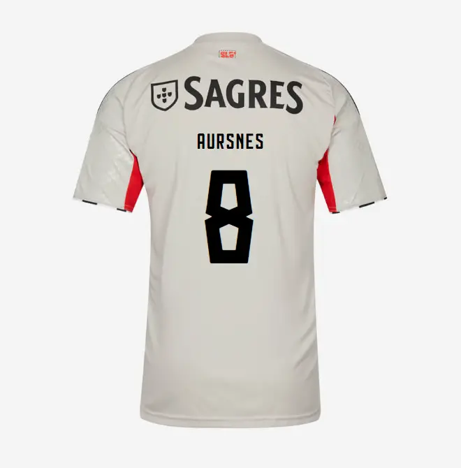 SL Benfica 2025-2026 Beige Away Jersey for Kids – 8 AURSNES SL Benfica Collection - Official Online Store | SL Benfica Kits