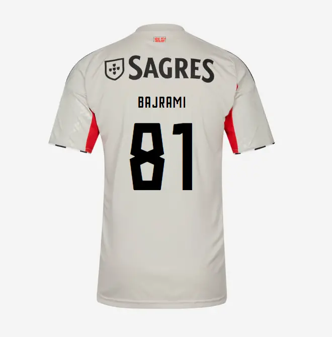 SL Benfica 2025-2026 Beige Away Jersey for Kids – 81 BAJRAMI SL Benfica Collection - Official Online Store | SL Benfica Kits