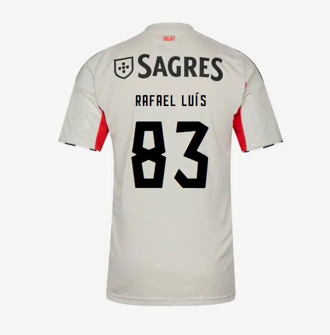 SL Benfica 2025-2026 Beige Away Jersey for Kids – 83 Rafael LuÍs SL Benfica Collection - Official Online Store | SL Benfica Kits