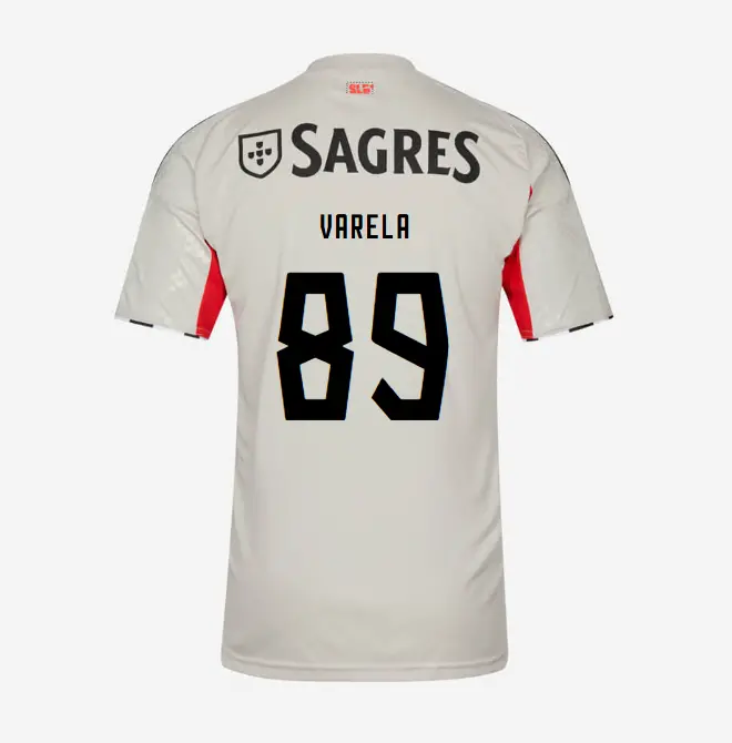 SL Benfica 2025-2026 Beige Away Jersey for Kids – 89 Gustavo Varela SL Benfica Collection - Official Online Store | SL Benfica Kits
