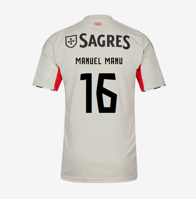 SL Benfica 2025–2026 Beige Away Youth Kit – 16 Manuel Manu SL Benfica Collection - Official Online Store | SL Benfica Kits