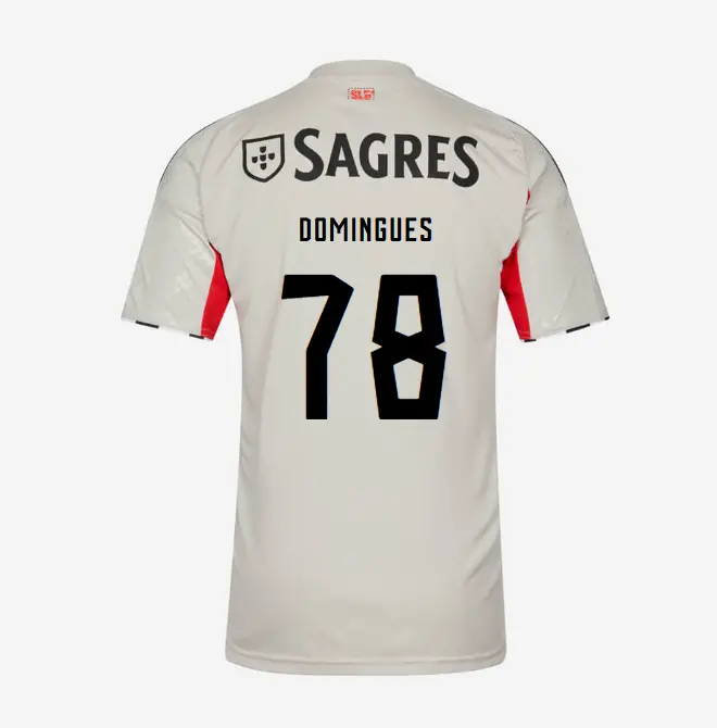 SL Benfica 2025–2026 Beige Away Youth Kit – 78 Francisco Domingues SL Benfica Collection - Official Online Store | SL Benfica Kits