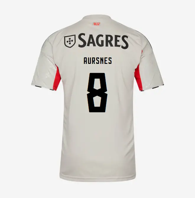 SL Benfica 2025–2026 Beige Away Youth Kit – 8 AURSNES SL Benfica Collection - Official Online Store | SL Benfica Kits
