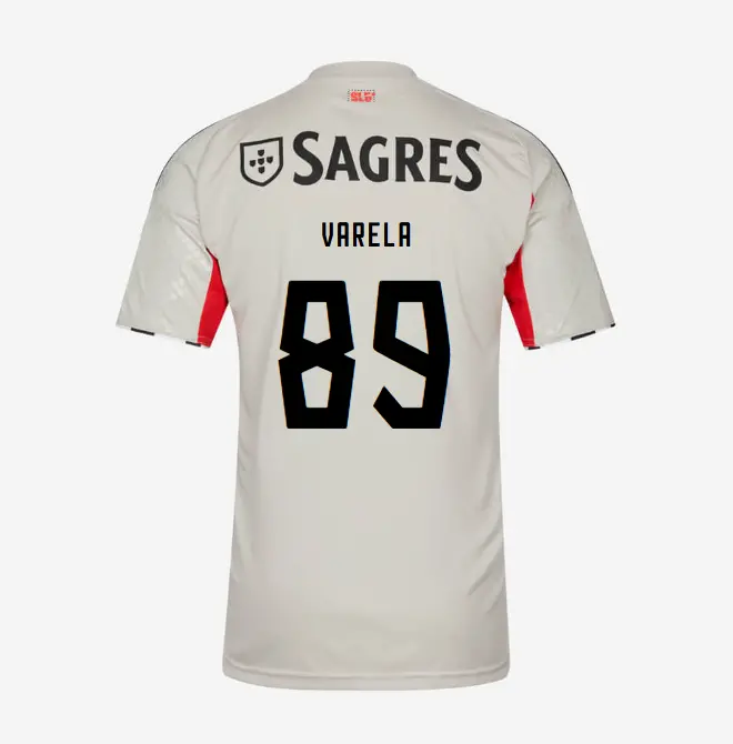 SL Benfica 2025–2026 Beige Away Youth Kit – 89 Gustavo Varela SL Benfica Collection - Official Online Store | SL Benfica Kits