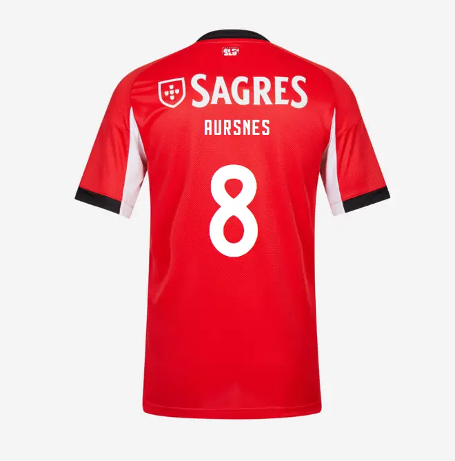 SL Benfica 2025–2026 Home Youth Kit – 8 AURSNES SL Benfica Collection - Official Online Store | SL Benfica Kits