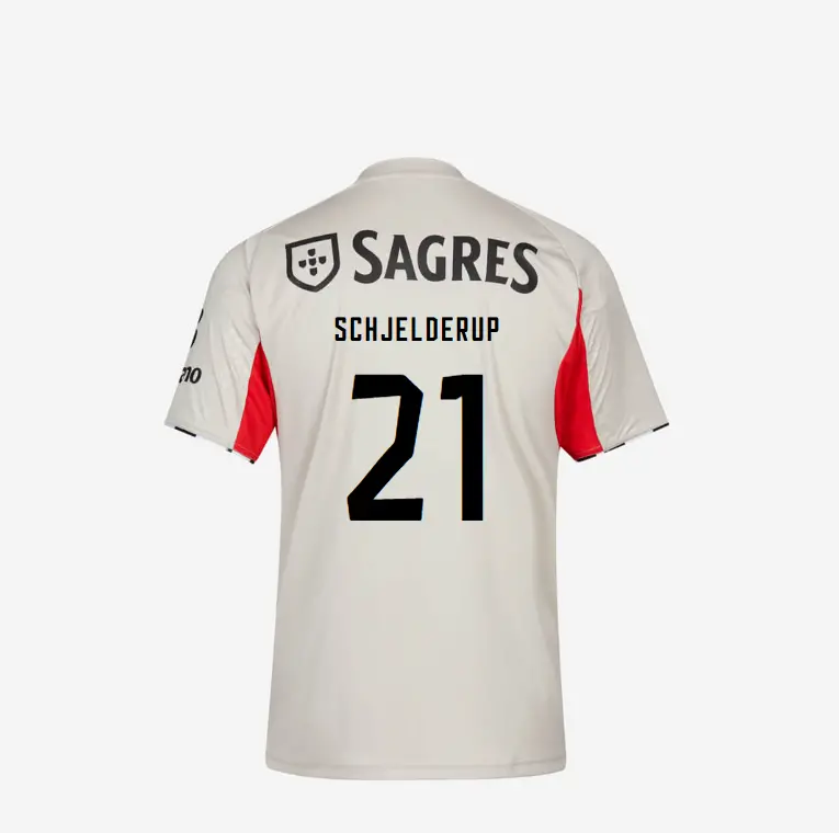 SL Benfica 2025-2026 Replica Beige Away Jersey – 21 SCHJELDERUP SL Benfica Collection - Official Online Store | SL Benfica Kits