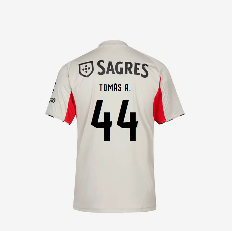 SL Benfica 2025-2026 Replica Beige Away Jersey – 44 TOMÁS A. SL Benfica Collection - Official Online Store | SL Benfica Kits