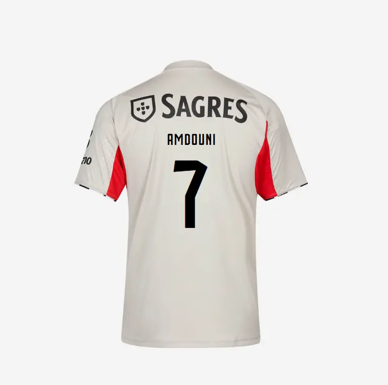 SL Benfica 2025-2026 Replica Beige Away Jersey – 7 AMDOUNI SL Benfica Collection - Official Online Store | SL Benfica Kits