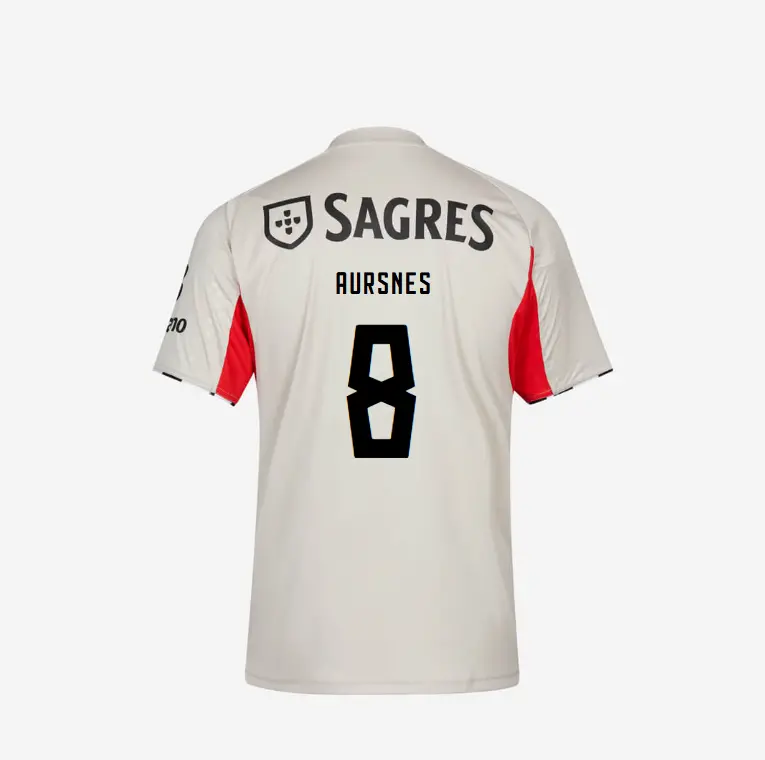 SL Benfica 2025-2026 Replica Beige Away Jersey – 8 AURSNES SL Benfica Collection - Official Online Store | SL Benfica Kits