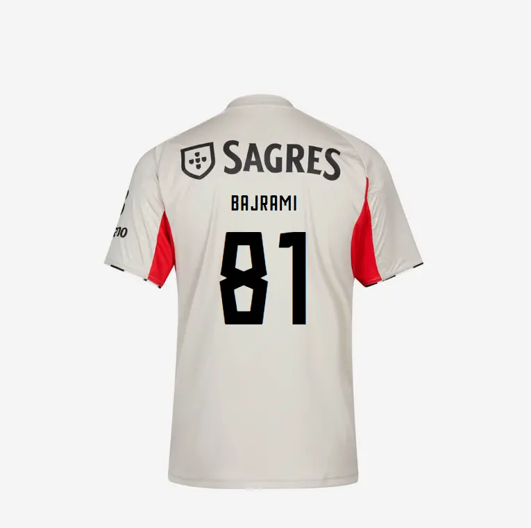SL Benfica 2025-2026 Replica Beige Away Jersey – 81 BAJRAMI SL Benfica Collection - Official Online Store | SL Benfica Kits