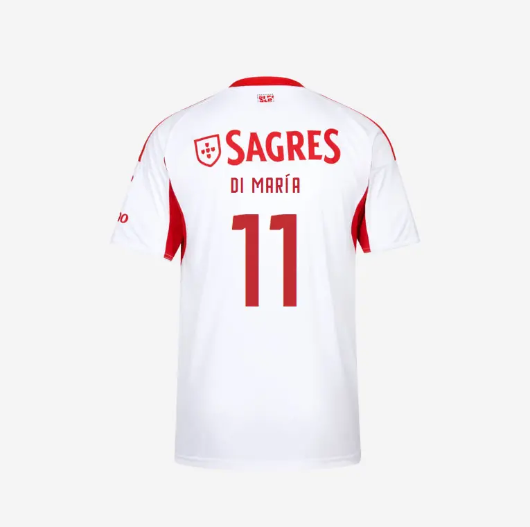 SL Benfica 2025-2026 White Away Jersey – 11 DI MARÍA SL Benfica Collection - Official Online Store | SL Benfica Kits