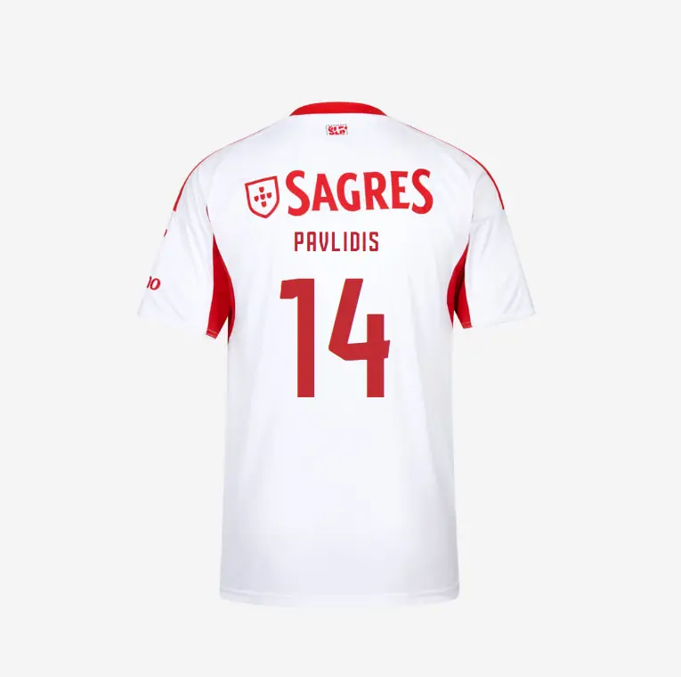 SL Benfica 2025-2026 White Away Jersey – 14 PAVLIDIS SL Benfica Collection - Official Online Store | SL Benfica Kits