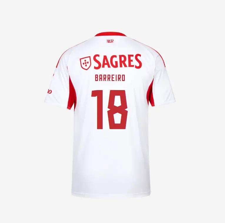 SL Benfica 2025-2026 White Away Jersey – 18 BARREIRO SL Benfica Collection - Official Online Store | SL Benfica Kits