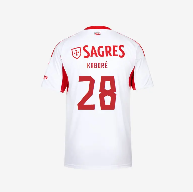 SL Benfica 2025-2026 White Away Jersey – 28 KABORÉ SL Benfica Collection - Official Online Store | SL Benfica Kits