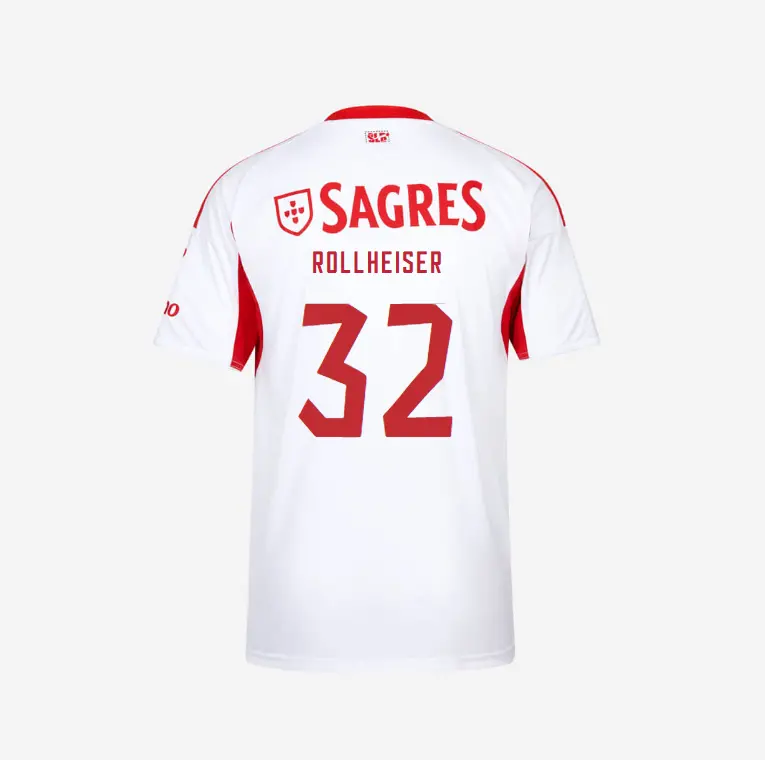 SL Benfica 2025-2026 White Away Jersey – 32 ROLLHEISER SL Benfica Collection - Official Online Store | SL Benfica Kits
