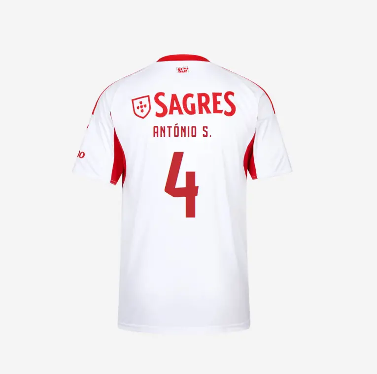 SL Benfica 2025-2026 White Away Jersey – 4 ANTÓNIO S. SL Benfica Collection - Official Online Store | SL Benfica Kits