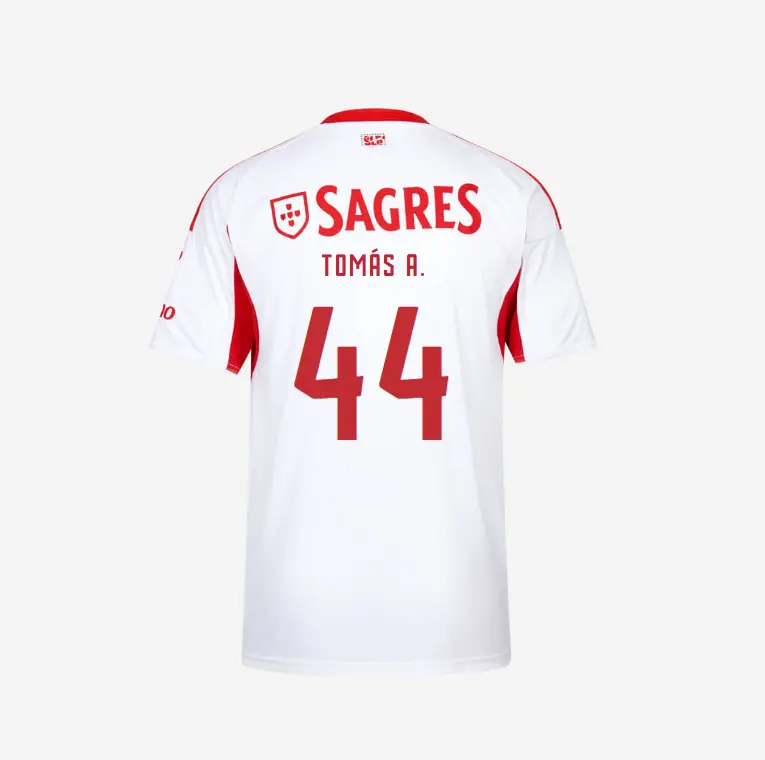 SL Benfica 2025-2026 White Away Jersey – 44 TOMÁS A. SL Benfica Collection - Official Online Store | SL Benfica Kits