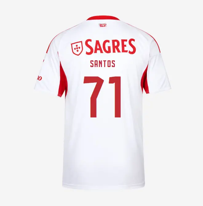 SL Benfica 2025-2026 White Away Jersey – 71 Leandro Santos SL Benfica Collection - Official Online Store | SL Benfica Kits