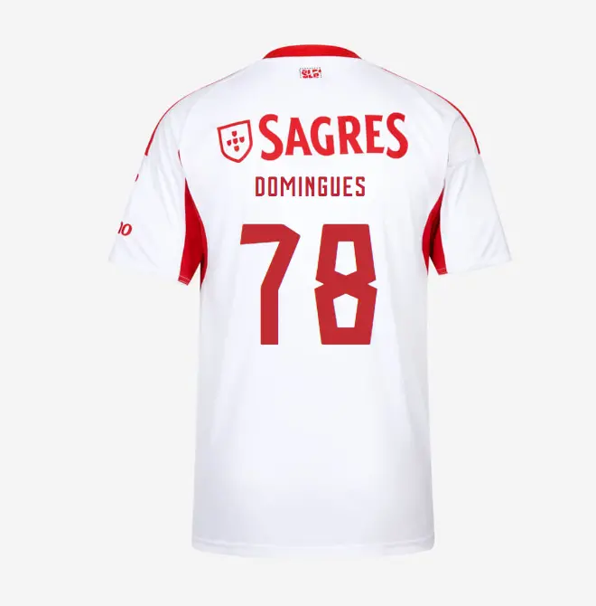 SL Benfica 2025-2026 White Away Jersey – 78 Francisco Domingues SL Benfica Collection - Official Online Store | SL Benfica Kits