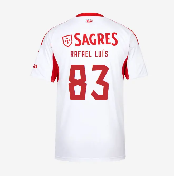 SL Benfica 2025-2026 White Away Jersey – 83 Rafael LuÍs SL Benfica Collection - Official Online Store | SL Benfica Kits