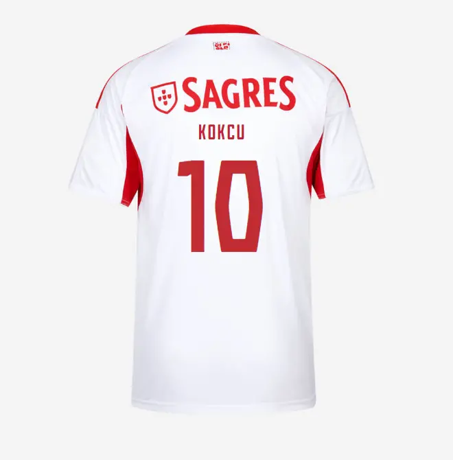 SL Benfica 2025-2026 White Away Jersey for Kids – 10 KÖKCÜ SL Benfica Collection - Official Online Store | SL Benfica Kits
