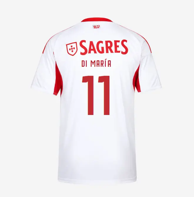 SL Benfica 2025-2026 White Away Jersey for Kids – 11 DI MARÍA SL Benfica Collection - Official Online Store | SL Benfica Kits