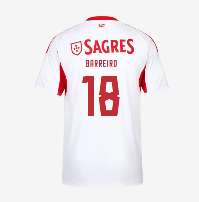SL Benfica 2025-2026 White Away Jersey for Kids – 18 BARREIRO SL Benfica Collection - Official Online Store | SL Benfica Kits