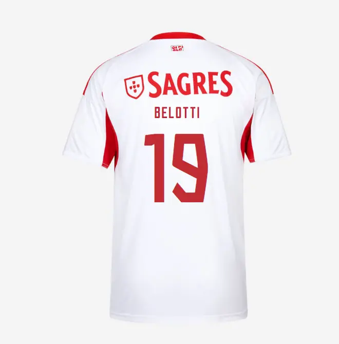 SL Benfica 2025-2026 White Away Jersey for Kids – 19 Belotti SL Benfica Collection - Official Online Store | SL Benfica Kits