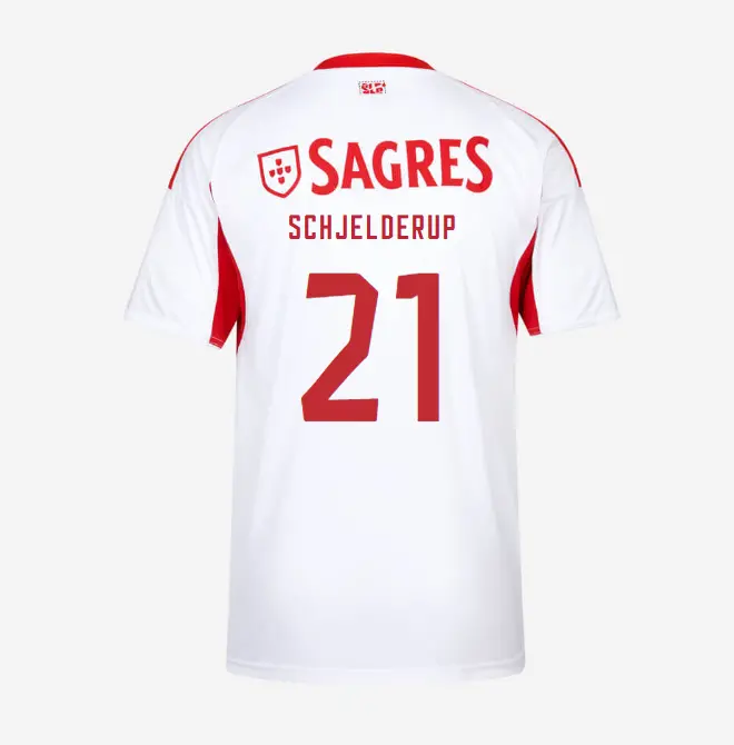 SL Benfica 2025-2026 White Away Jersey for Kids – 21 SCHJELDERUP SL Benfica Collection - Official Online Store | SL Benfica Kits