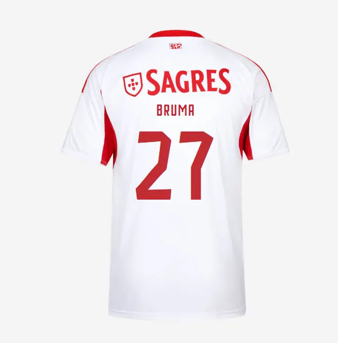 SL Benfica 2025-2026 White Away Jersey for Kids – 27 Bruma SL Benfica Collection - Official Online Store | SL Benfica Kits