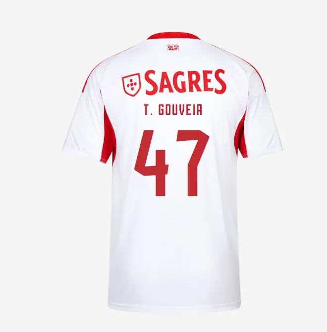 SL Benfica 2025-2026 White Away Jersey for Kids – 47 T. GOUVEIA SL Benfica Collection - Official Online Store | SL Benfica Kits