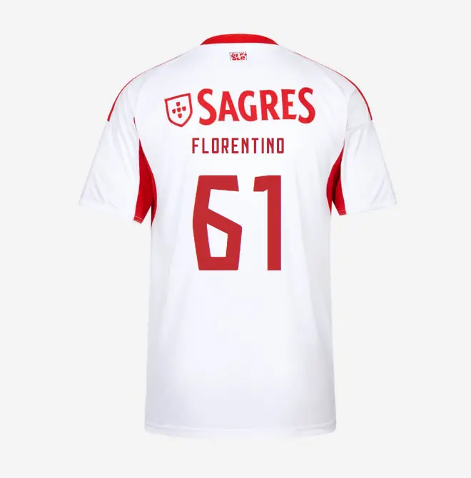 SL Benfica 2025-2026 White Away Jersey for Kids – 61 FLORENTINO SL Benfica Collection - Official Online Store | SL Benfica Kits