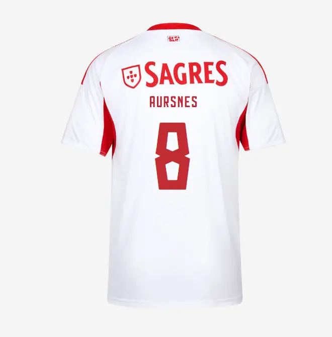 SL Benfica 2025-2026 White Away Jersey for Kids – 8 AURSNES SL Benfica Collection - Official Online Store | SL Benfica Kits
