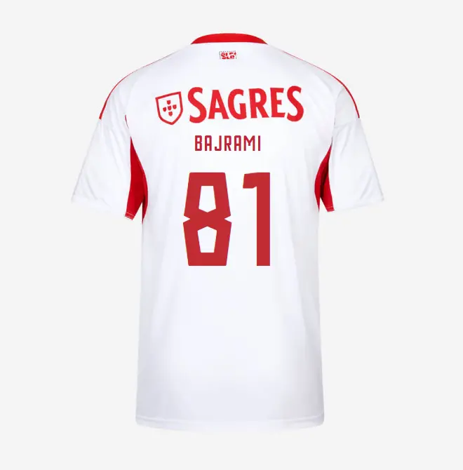 SL Benfica 2025-2026 White Away Jersey for Kids – 81 BAJRAMI SL Benfica Collection - Official Online Store | SL Benfica Kits